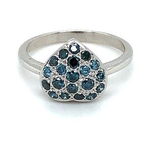 Blue Diamonds 1.00ct Solid 14K White Gold Ring